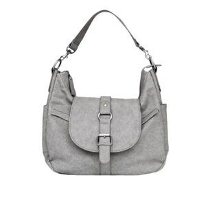 Kelly Moore Gray Leather Medium Size Spacious Hobo Camera Shoulder Bag Purse